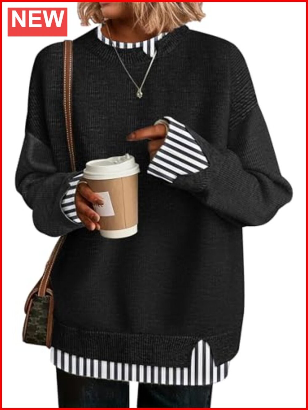 Oversized Viscose Blend Crew Neck Sweater Womens Fall Winter Long Sleeve